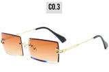 Fashion colorful Rimless Rectangle Sunglasses