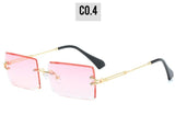 Fashion colorful Rimless Rectangle Sunglasses