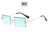 Fashion colorful Rimless Rectangle Sunglasses