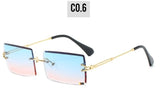 Fashion colorful Rimless Rectangle Sunglasses
