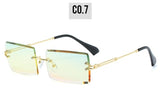 Fashion colorful Rimless Rectangle Sunglasses