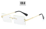 Fashion colorful Rimless Rectangle Sunglasses