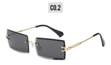 Fashion colorful Rimless Rectangle Sunglasses