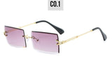 Fashion colorful Rimless Rectangle Sunglasses